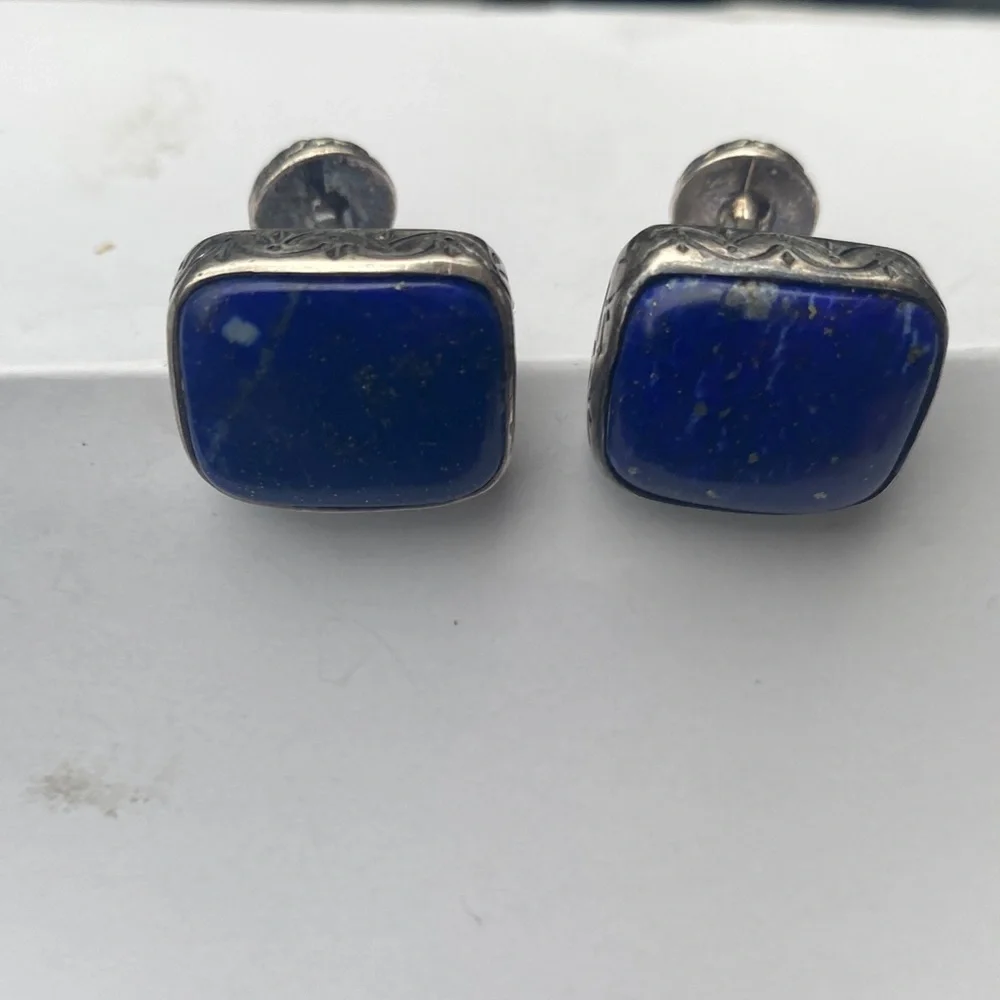 Sterling silver lapis lazuli cufflinks